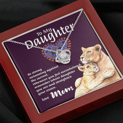 Mom To Daughter - "Remember Whose Daughter" Love Knot 3D Necklace