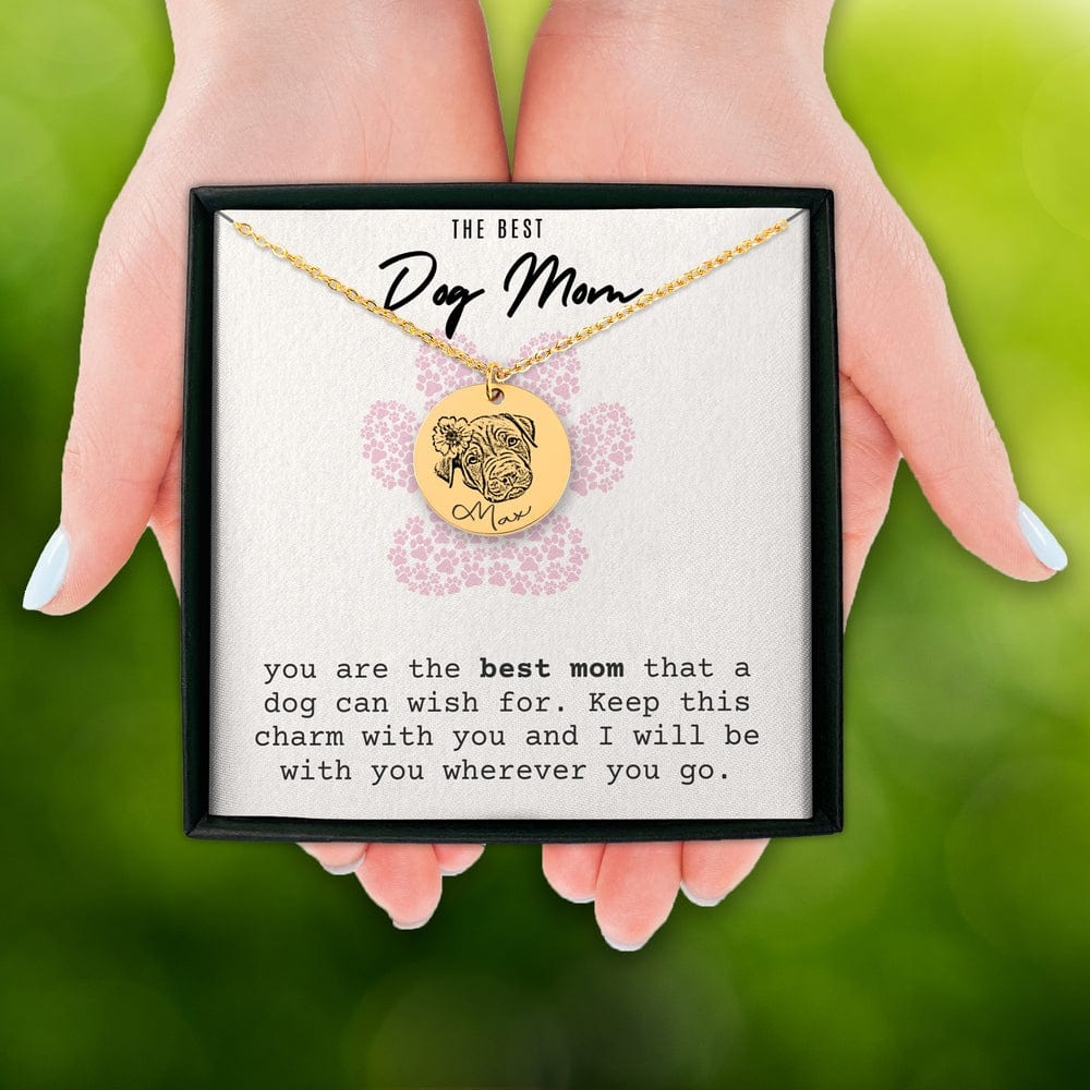 Best Dog Mom - Custom Pet Portrait Necklace