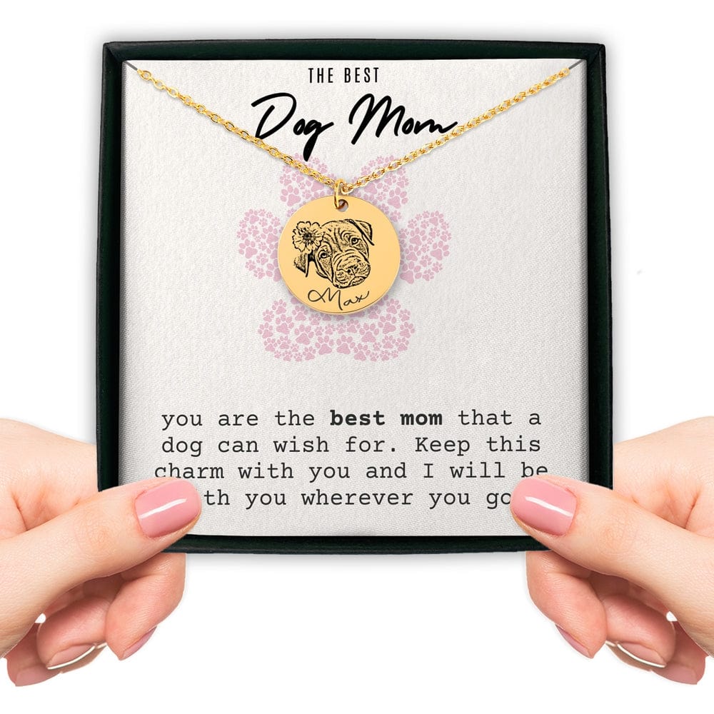 Best Dog Mom - Custom Pet Portrait Necklace