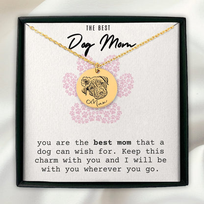 Best Dog Mom - Custom Pet Portrait Necklace