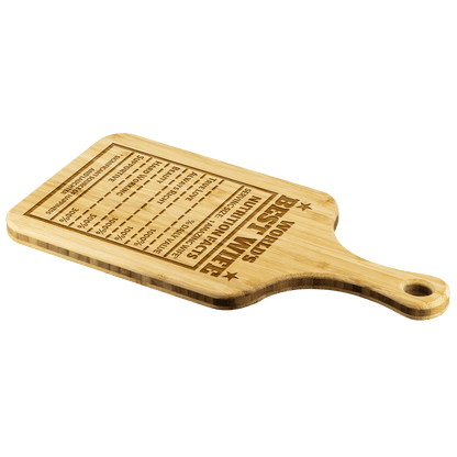 World's Best Wife - "Nutrition Facts" Engraved Cutting & Serving Board