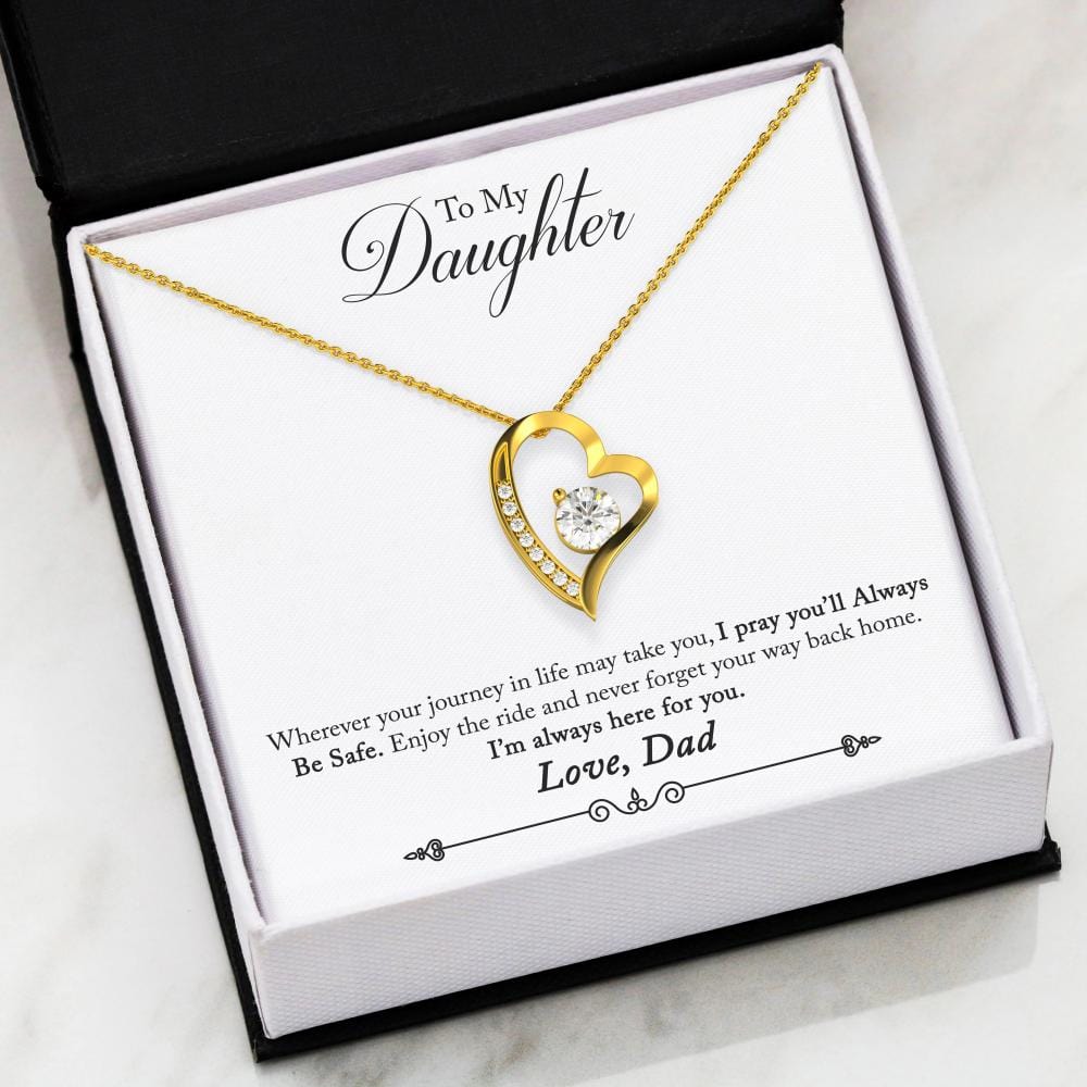 Dad To Daughter - "Always Be Safe" Forever Love 3D Heart Necklace