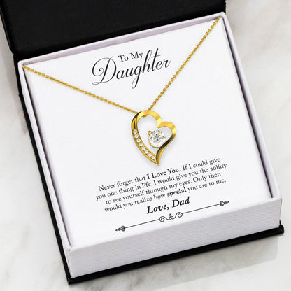 Dad To Daughter - "Never Forget" Forever Love 3D Heart Necklace