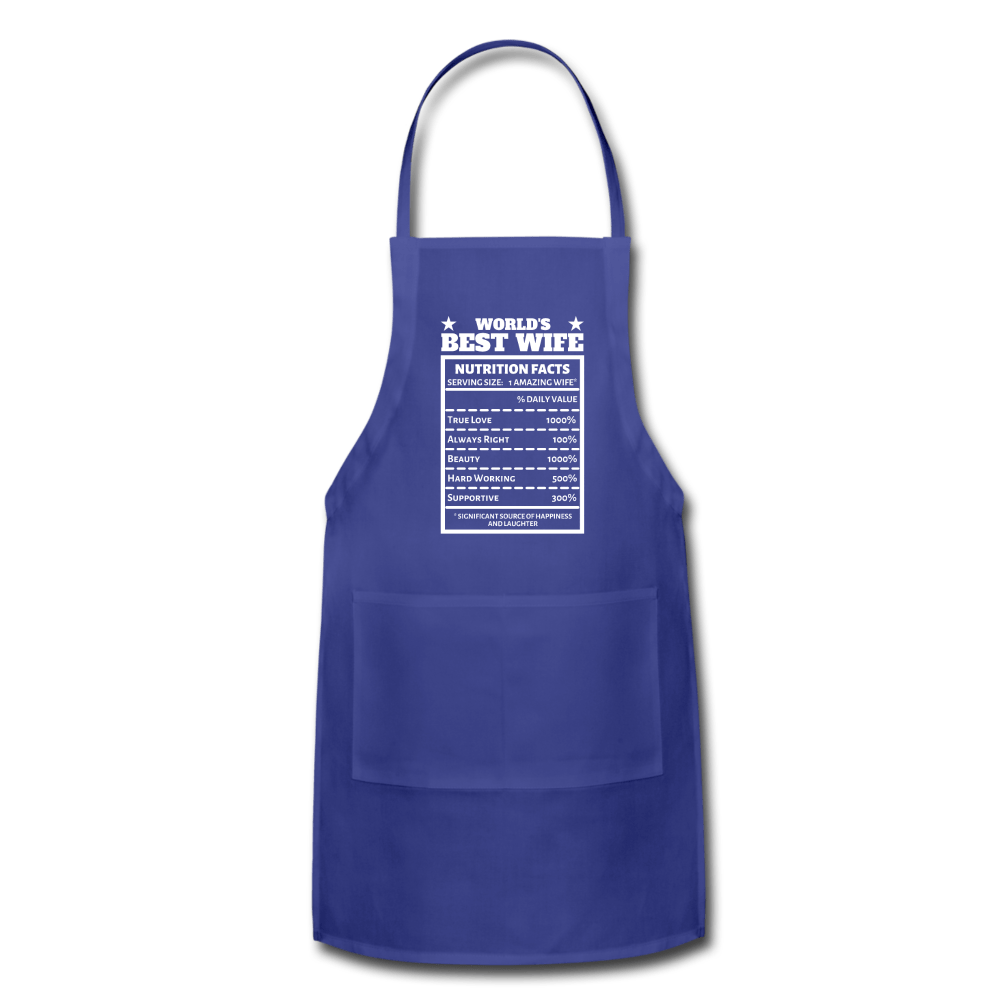 World's Best Wife - "Nutrition Facts" Adjustable Apron - royal blue