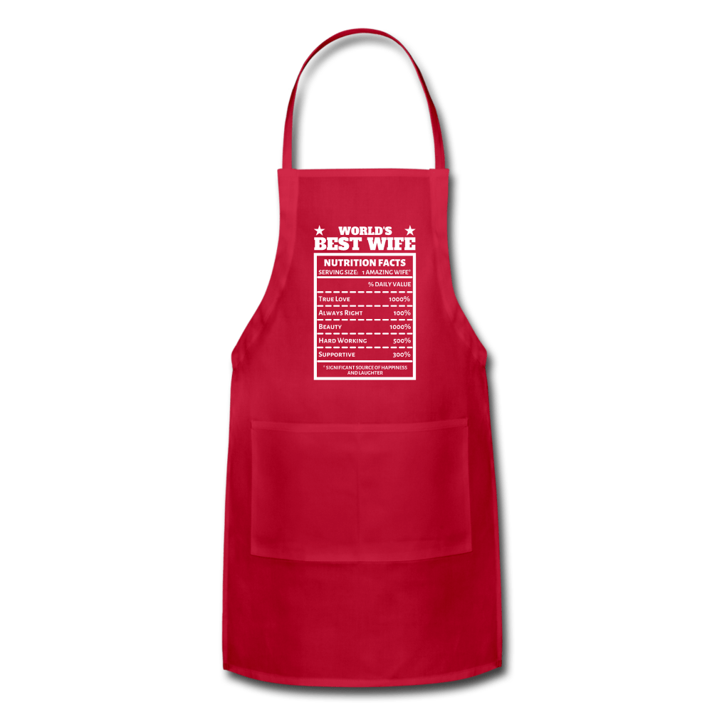 World's Best Wife - "Nutrition Facts" Adjustable Apron - red