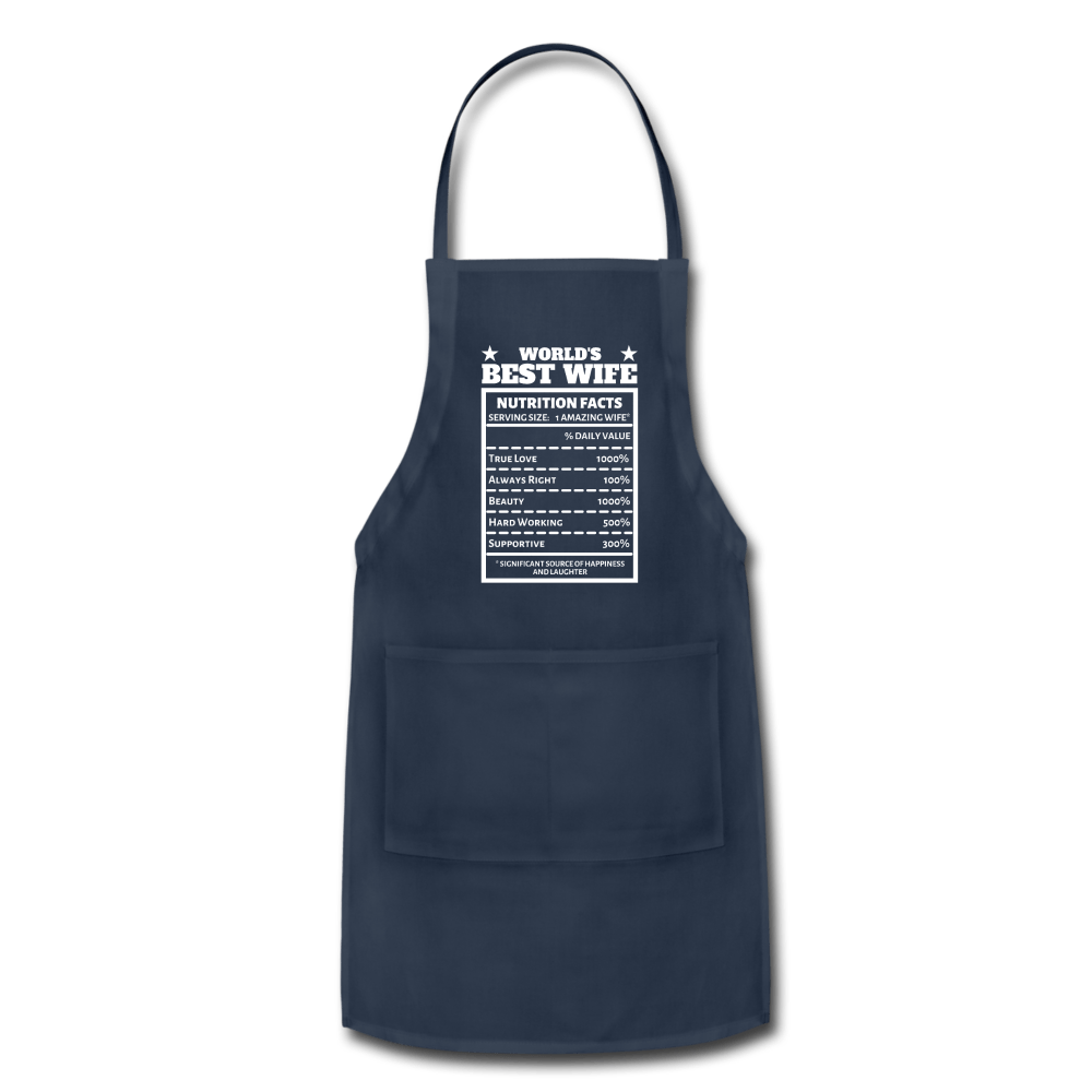 World's Best Wife - "Nutrition Facts" Adjustable Apron - navy