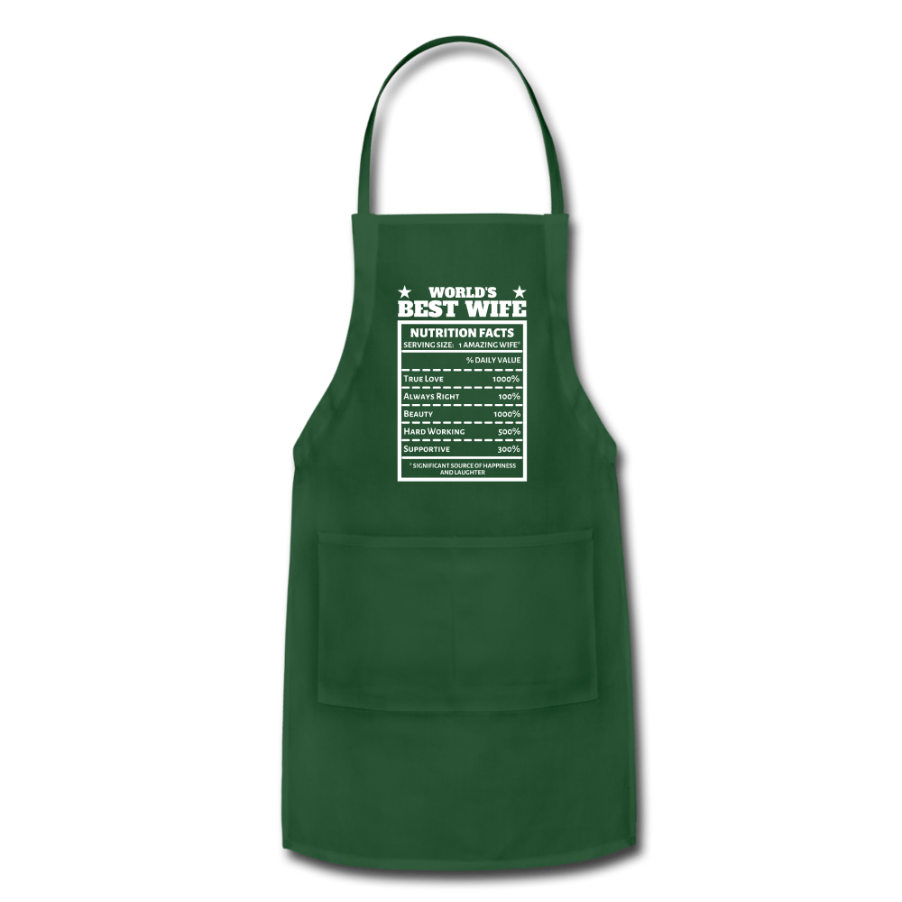 World's Best Wife - "Nutrition Facts" Adjustable Apron - forest green