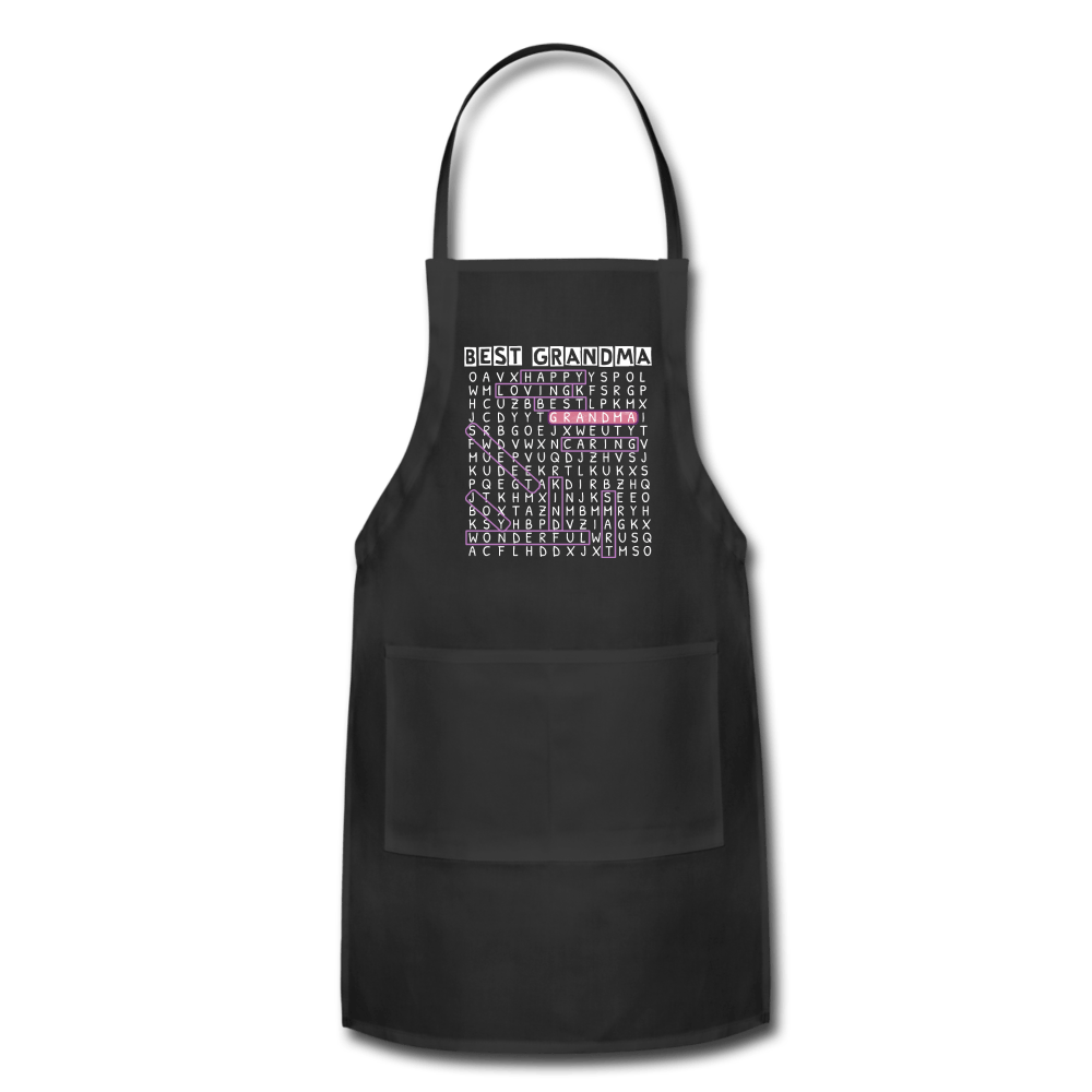 Best Grandma - "Word Search" Adjustable Apron - black