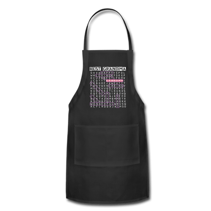 Best Grandma - "Word Search" Adjustable Apron - black