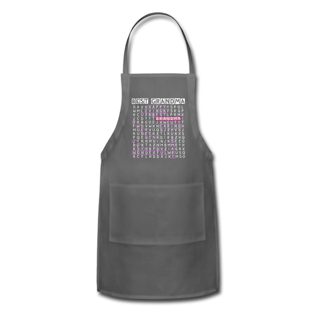 Best Grandma - "Word Search" Adjustable Apron - charcoal