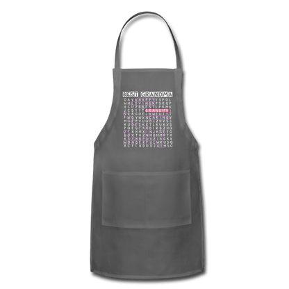 Best Grandma - "Word Search" Adjustable Apron - charcoal