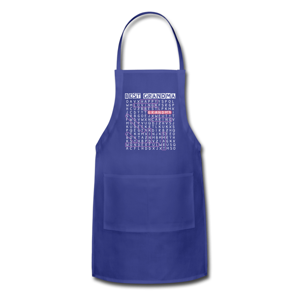 Best Grandma - "Word Search" Adjustable Apron - royal blue