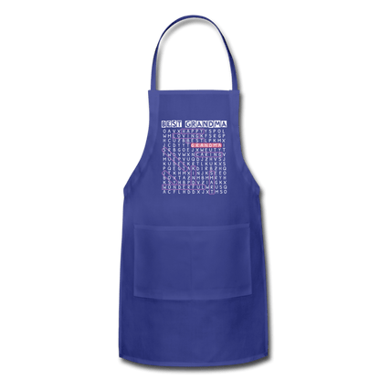 Best Grandma - "Word Search" Adjustable Apron - royal blue