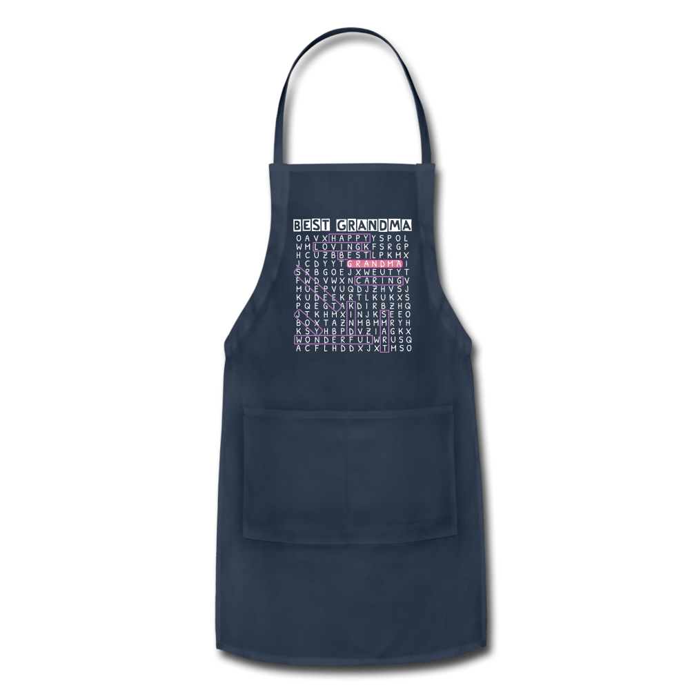 Best Grandma - "Word Search" Adjustable Apron - navy