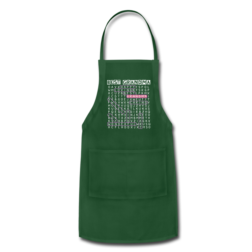 Best Grandma - "Word Search" Adjustable Apron - forest green