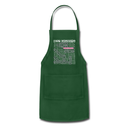 Best Grandma - "Word Search" Adjustable Apron - forest green